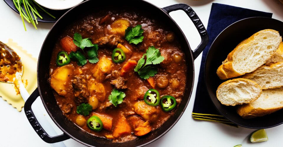 Bo Kho, beef stew with rice noodles